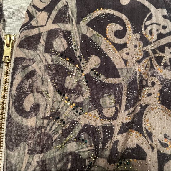 Christopher and Banks Full Zip Cardigan Sweater Bling and Bows Gray Pockets Med - Picture 6 of 9